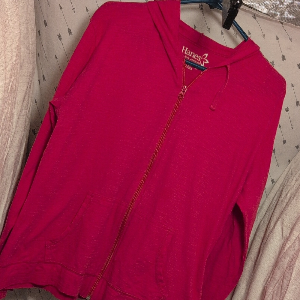 Hanes Cherry Red Zip-Up Hoodie